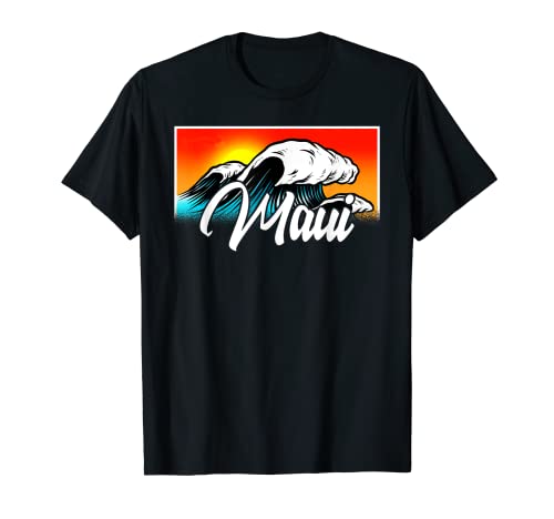 Maui Hawaii Beach Surf Retro 70s 80s Vintage Hawaii Camiseta
