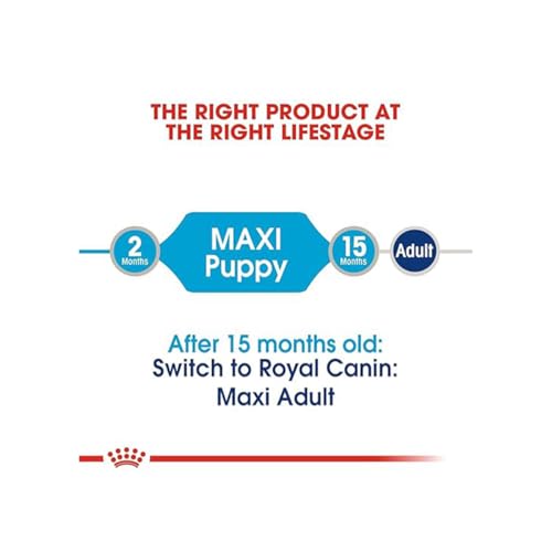 Image of Royal Canin Maxi Puppy Food for Stage 3, 140Grams, Pack of 10 Sachet, Wet Food, Supports Immune System & digestive health, Provides Long growth, moderate energy