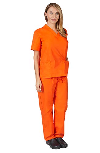 NATURAL UNIFORMS Women's Scrub Set Medical Scrub Top and Pants (xxxxxl, orange)