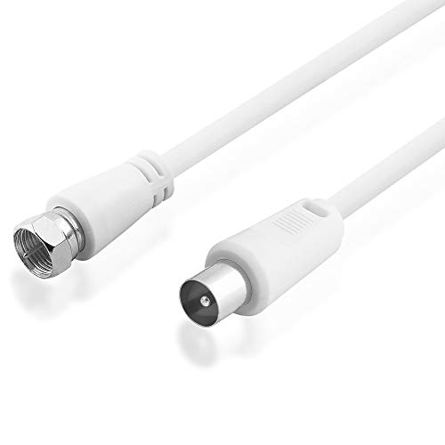 BestPlug câble satellite coaxial pour antenne tV coaxial câble lNB f mâle vers fiche coaxiale mâle pour compatible avec tV analogue et hD digital blanc 1,5...