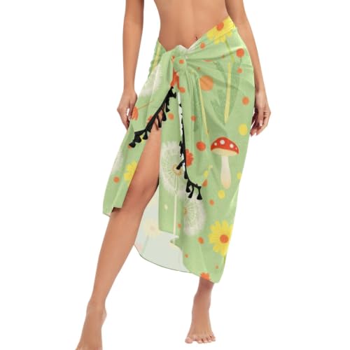 Cubierta de traje de baño para mujer salida de playa ligera vestido playero de diente de león