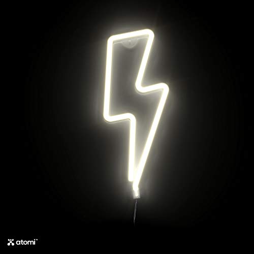 Image of Atomi Smart Neon LED Light I Decorative Wall Art for Bedrooms, Bars & DIY Designs I USB Powered, 10 ft Cord - Bolt- White