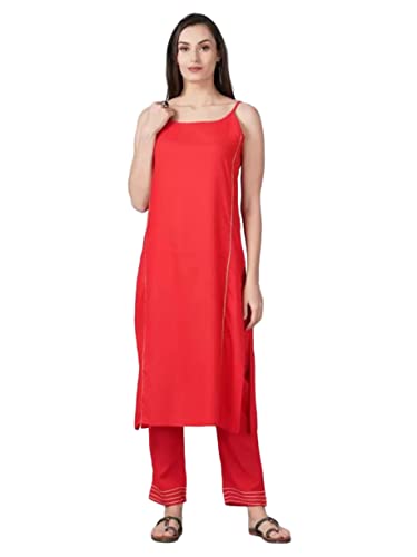 Image of Aziz Textiles Women's Rayon Sleeveless Straight Kurti for Women & Girls