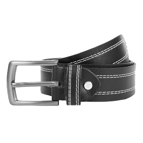 Berreri Men’s Genuine Leather Belt Men with Strong Metal Buckle - Durable Double Stitching Mens Leather Belt