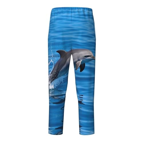 Pajama Pants Pajama Bottoms with Elastic Waistband Sleepwear Lounge Pants, Ocean Dolphin Leap Out Sea2