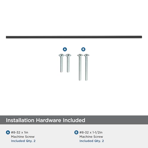 Image of Amerock 18-7 /8 inch Bar Pulls Matte Black Drawer Pull | 18-7 /8 inch (480mm) Center-to-Center Mounting Distance and 22-1 /16 inch Overall Length, Durable Carbon Steel Cabinet Hardware
