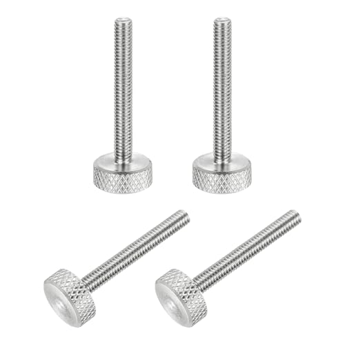 MECCANIXITY 4 Pcs M4x30mm Flat Head Knurled Thumb Screws, 304 Stainless Steel Fully Threaded Thumbscrew Bolts Fasteners for PC Computer Cases Graphics Card, Silver