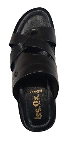 LeeOx Men's Casual Black Leather Sleepersand Chappal 7 inch : Amazon.in:  Fashion