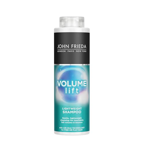 JOHN FRIEDA - Champú Volume Lift 500 ml, para el Cabello Fino y Encrespado, Aumenta el Volumen por 7 Días, Antiencrespamiento, Hidrata y Desenreda, sin Peso Añadido, con Tecnología Air-Silk
