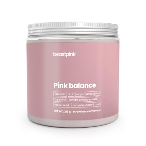 BeastPink Pink Balance für Frauen - Nahrungsergänzungsmittel für den Hormonhaushalt, Unterstützung des Menstruationszyklus, Reduzierung von Blähbauch & Müdigkeit, Zink & Vitamin B9, 216 g