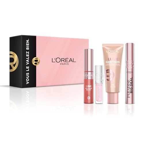 Coffret Maquillage Natural Glow L'Oréal Paris avec mascara volumateur et gloss repulpant