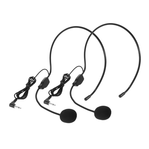 Totority Condenser Microphone Headset Wired for Voice Amplifier 2pcs Set Lightweight Comfortable for Stage Interviews