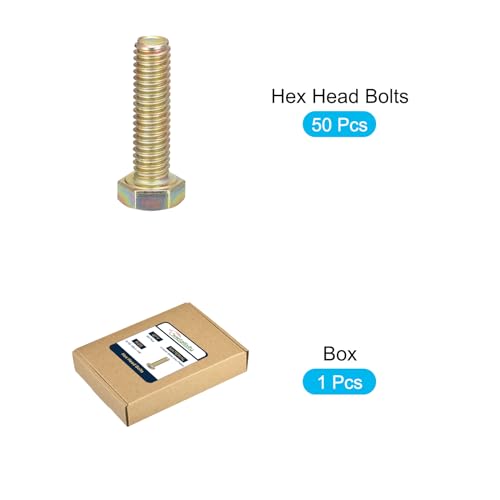 Image of METALLIXITY Hex Bolts (5 /16-18x1-1 /4) 50Pcs, Carbon Steel Zinc Plated Fully Threaded, Coarse Thread UNC Hex Head Screw Bolt - for Furniture Repair, Yellow