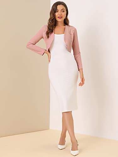 Image of Allegra K Women's Elegant Bolero Shrugs Lace Insert Business Office Open Front Crop Cardigan