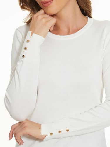 Image of Sweaters for Women Striped Crew Neck Pullover Sweater Lightweight Long Sleeve Fall Knit Tops