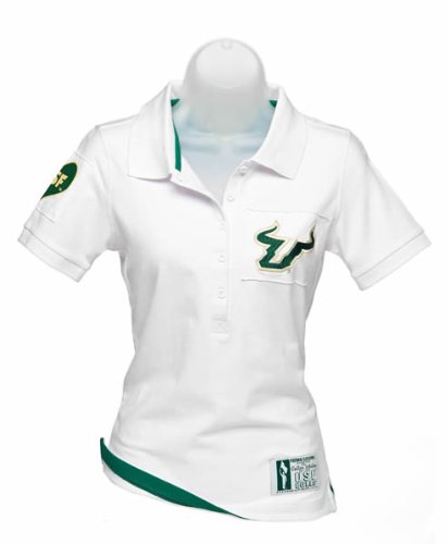 NCAA South Florida Bulls Women's Collar Scholar Polo Shirt, White, X-Large