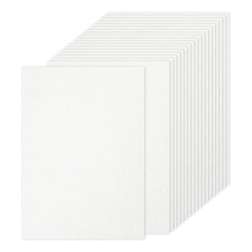 PATIKIL 40 Hojas de Papel Cartulina con Purpurina Blanca A4 250gsm Rectángulo Papel Brillante para Manualidades de Scrapbook Tarjetas DIY Proyectos de Arte Boda Fiesta