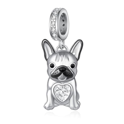 qielizhu French Bulldog Charm 925 Sterling Silver French Bulldog Charm for Women Cute French Bulldog Jewelry French Bulldog Gifts for Women