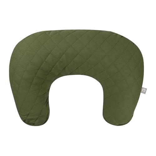 Image of Boppy Nursing Pillow with Luxe Fabric Cover, Quilted Moss, Larger, More Supportive Pillow for Breastfeeding and Bottle Feeding; Firmer and Higher Than Original, w/Premium Cover; JPMA Certified