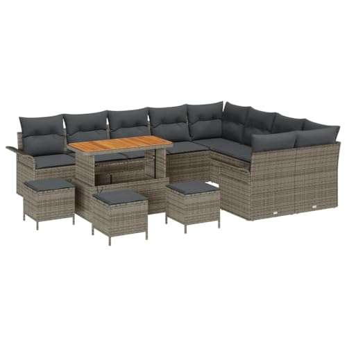 vidaXL Gartensofa-Set 13 STK. Grau Poly-Rattan