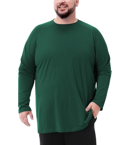 Mens Big and Tall Long Sleeve Swim Shirt Sun Protection UPF 50+ Rash Gard Quick Dry T-Shirt (2XL-8XL)