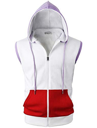 Image of Ohoo Mens Slim Fit Sleeveless Lightweight Zip Up Hooded Sweatshirt Vest Hoodie