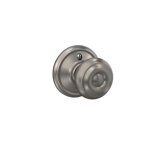 Image of Schlage F170 GEO 619 Georgian Door Knob, One Sided Non-Turning Dummy Door Handle, Satin Nickel