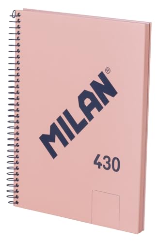 MILAN® Cuaderno A5 con espiral y tapa dura, 80 hojas blancas de 95 gr/m², colección 430 since 1918, rosa