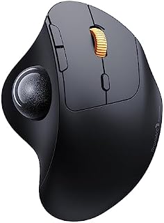 ProtoArc EM04 Wireless Bluetooth Trackball Mouse, 2.4G Ergonomic Rechargeable Mice with 5 Adjustable DPI, Thumb Control, 3 Device Connection, Smooth Tracking, for PC, iPad, Mac, Windows