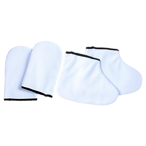 Manoplas de de parafina para mujer, guantes de baño con calefacción, para el cuidado de las manos con aislamiento elástico, guantes de spa para máquina de armer, guantes blancos y cómodos