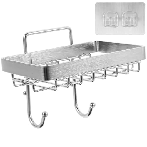 Toyvian Soporte para Jabón de Acero Inoxidable sin Taladro Estante Drenante Ventilado para Baño Organizador de Repisa Práctica y Resistente para Cuartos de Baño sin Herramientas