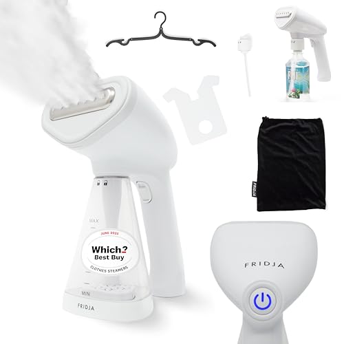Fridja F10 Vaporizzatore Per Vestiti Palmari, 1500w Potente Vaporizzatore Per Tessuti, Vapore Portatile Da Viaggio, Ferro Da Stiro, Ideale Per La Casa E Per I Viaggi (Bianco)