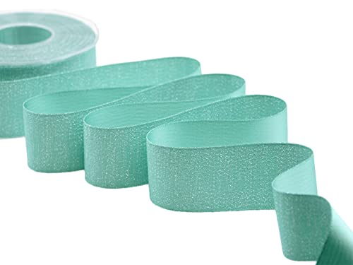 Furlanis, Satin Boutique Lamé, Decorative Ribbon, Gift, Christmas Packing, Wedding, Party, Made in Italy, Aquamarine Green