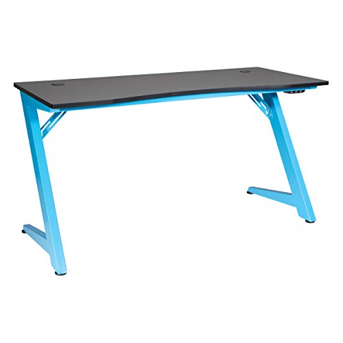 OSP Home Furnishings Beta Battlestation LED-beleuchteter Gaming-Schreibtisch, mattes Blau Cover
