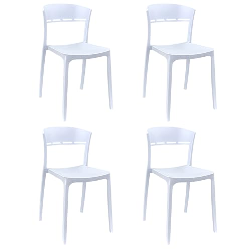 Marvin Sedia In Polipropilene Enea Da Interno Esterno Giardino Impilabile di Design Sedie Moderne Resistenti Per Cucina Terrazzo Bar Locali Commerciali (Bianco, 4)