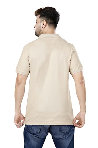 Image of KAUS & SHAN Men's Pure Cotton Regular Fit Solid Half Sleeve Casual & Semi Formal Office Wear Polo T-Shirt