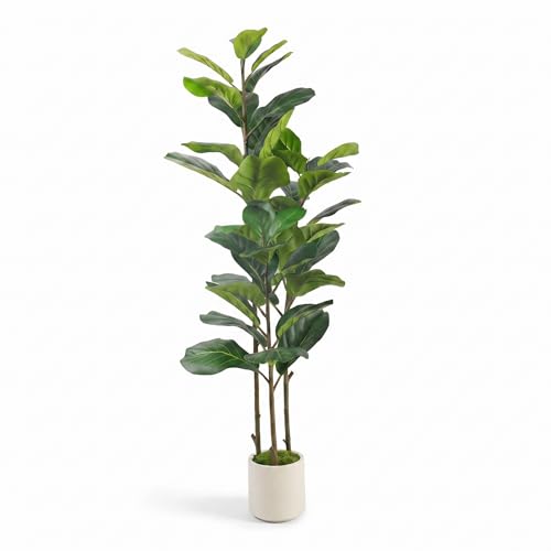 Alupssuc 4ft Artificial Fiddle Leaf Fig Tree with Green Moss