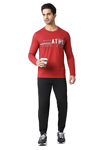 Image of Van Heusen Men Athleisure Regular Fit T-Shirt - Cotton Rich - Crew Neck, Long Sleeve, Printed