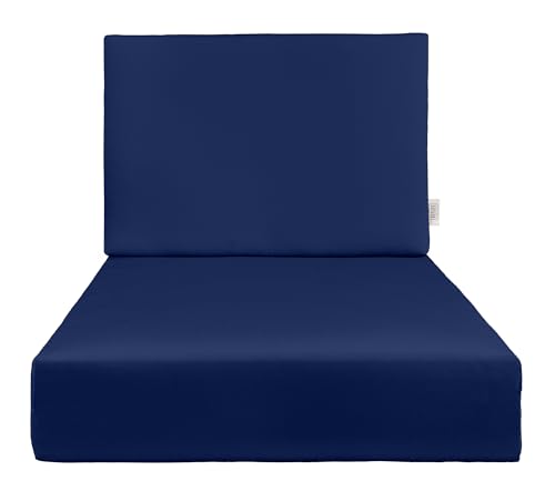 RSH DECOR: Foam Low Back Lounge Cushion Set | 25” x 25” | All-Weather Spun Fabric | Water and Fade-Resistant | Outdoor Chair Cushion Set for Patio Furniture | Navy Blue