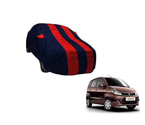 Image of Auto Hub Car Cover Compatible with Maruti Estilo with Weather Proof, Mirror Pocket, Triple Stitched, Estilo Car Cover- Navy-Red