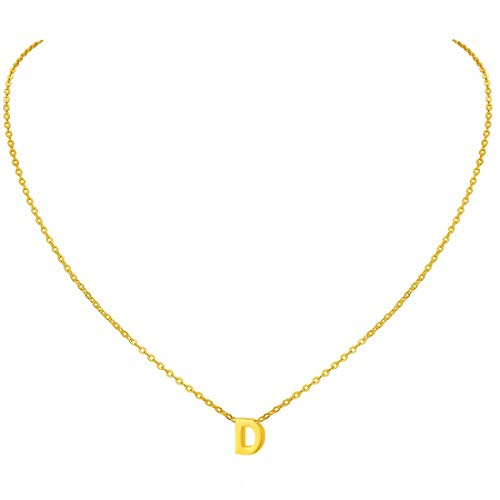 MOMOL Tiny Initial Necklace, 18K Gold Plated Stainless Steel Initial Necklace Dainty Personalized