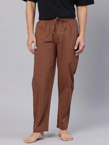 Image of Majestic Man Men's Pure Cotton Solid Lounge Pyjama Pants| Comfort Fit | Elastic Waist with Drawstring | 3 Pockets | Front Zip Closure