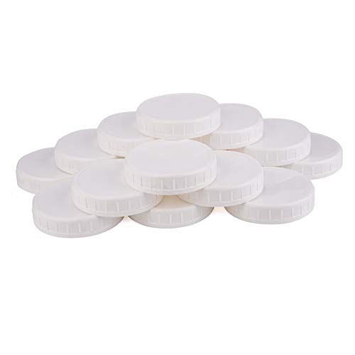 Zwei Dutzend breite Deckel aus Kunststoff für Einmachgläser (24 Stück); 2 Dutzend ungefütterte weiße gerippte Deckel Cover