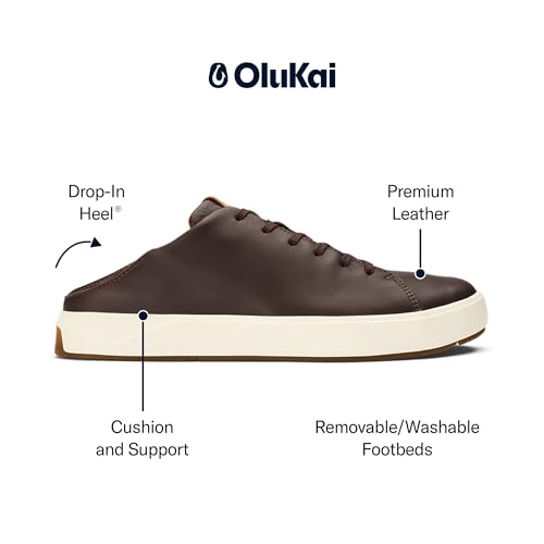 Image of OluKai Lae'ahi Li 'Ili Men's Waterproof Leather Sneaker, Versatile & Casual Everyday Shoe, All-Day Comfort & Support, Enhanced Grip & Traction