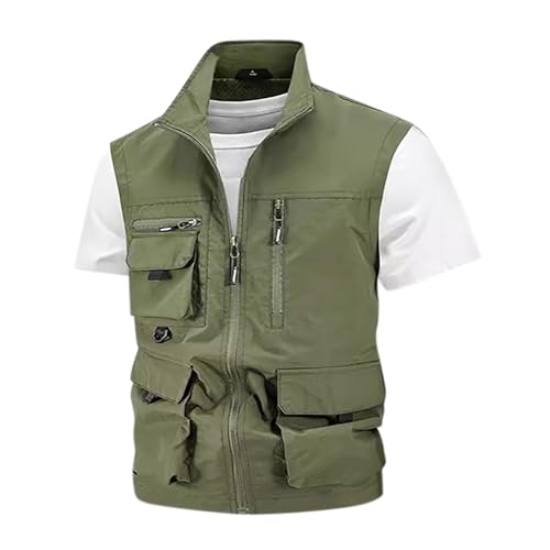 Big and Tall Cargo Vest for Men Zip Up Tactical Vest Lightweight Hiking Vest Outdoor Sleeveless Vest Casual Vest