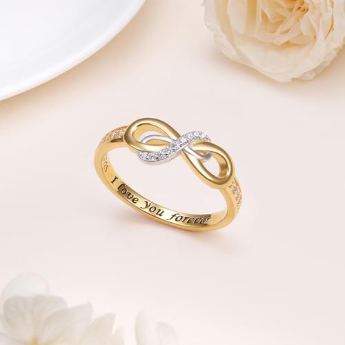 DAOCHONG 18K Gold Plated Infinity Ring 925 Sterling Silver Rings Infinite love Promise Ring for Women Ladies Dainty Eternity Promise Wedding Bands Engagement Anniversary Jewelry Gifts for Her3