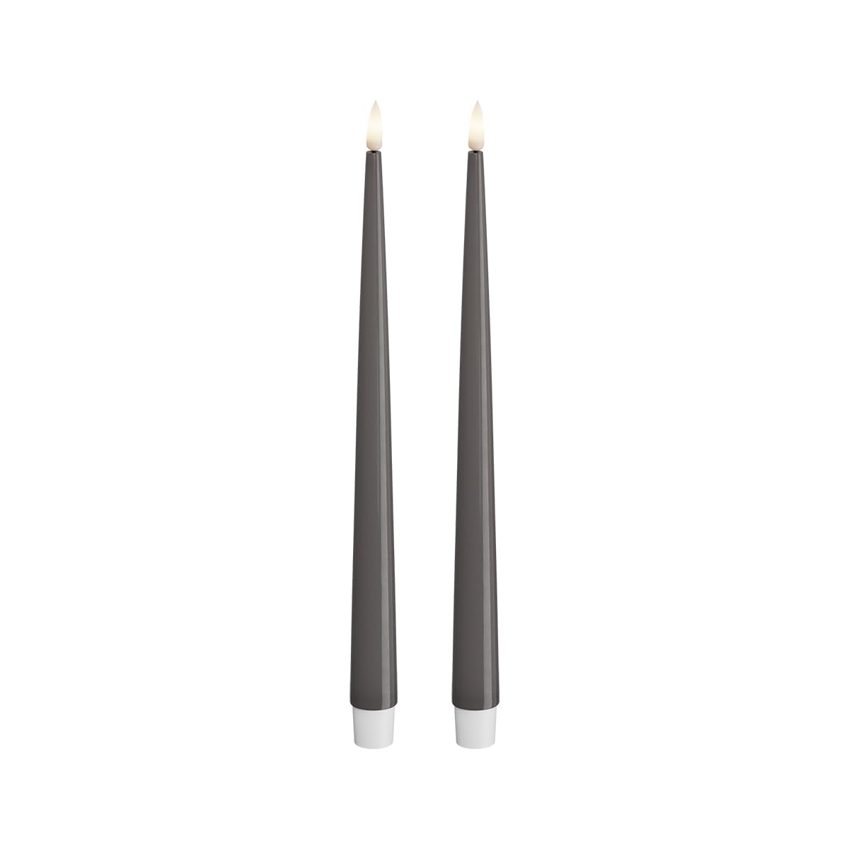 Deluxe Homeart Grey Indoor Flameless Led Dinner Candle - Set Of 2 - With Real Flame™ Technology - Battery Powered Candle (28 Cm, )