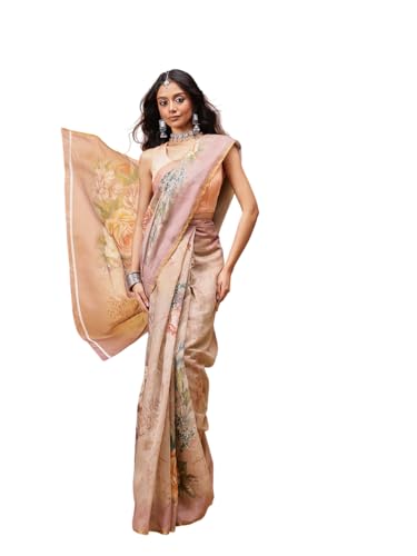 Image of Amazon Brand - Anarva Pattu Art Silk Woven Ready To Wear Saree Pink