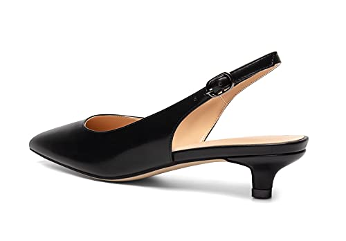 YODEKS Women's Slingback Pointed Toe Ankle Strap 2"/3.5cm Kitten Heel Wedding Dress Shoes3