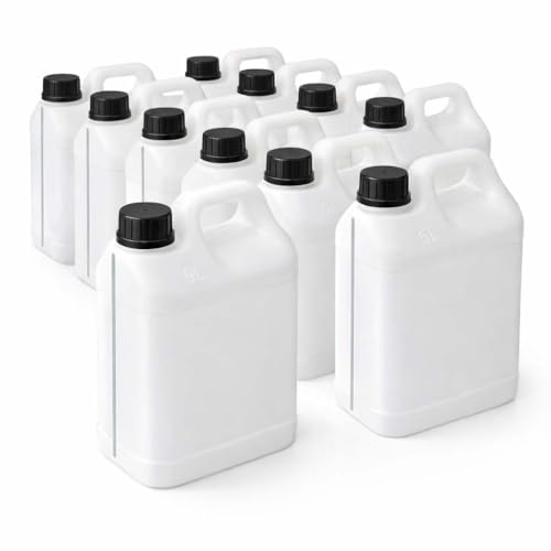 Ti’Pi - Lot 12x bidon/jerrican blanc 5 litres - Avec ligne de visibilité pour le remplissage - En plastique - Qualité supérieure